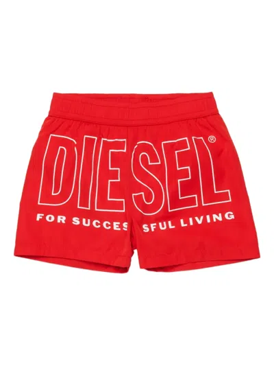 Diesel Babies' Misitb Logo-print Swim Shorts In Red