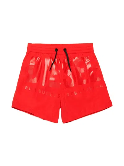 Diesel Kids' Mkenm Swim Shorts In Red