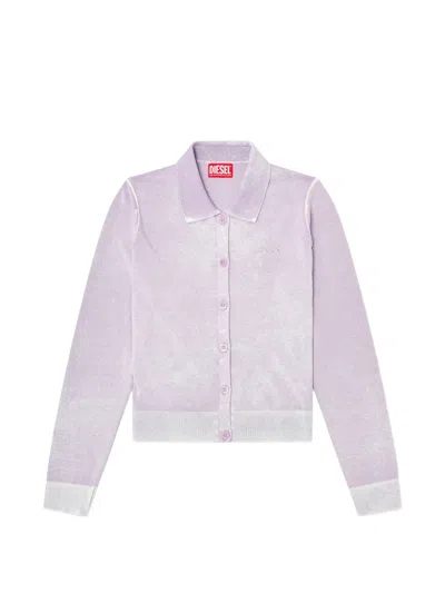 Diesel M-loren Logo-embroidered Cardigan In Purple