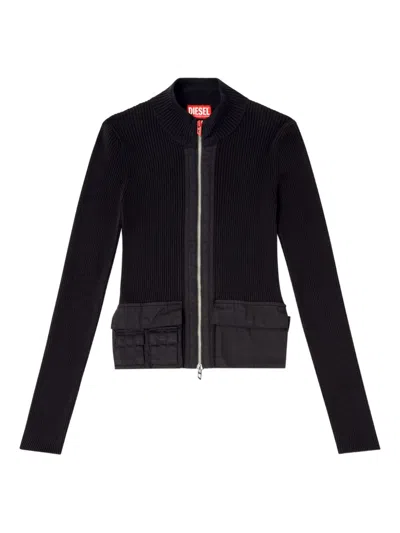 Diesel M-melissa Ribbed Cardigan In Black