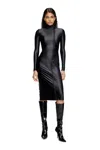 Diesel Mock Collar Long-sleeve Midi Dress With Chintz Finish In Black