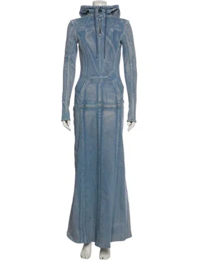 Pre-owned Diesel Mock Neck Long Dress In Blue