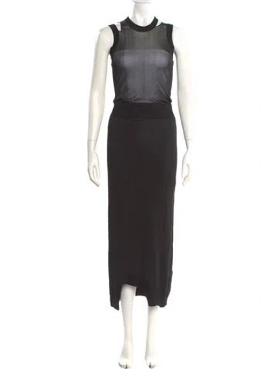 Pre-owned Diesel Mock Neck Long Dress W/ Tags In Black