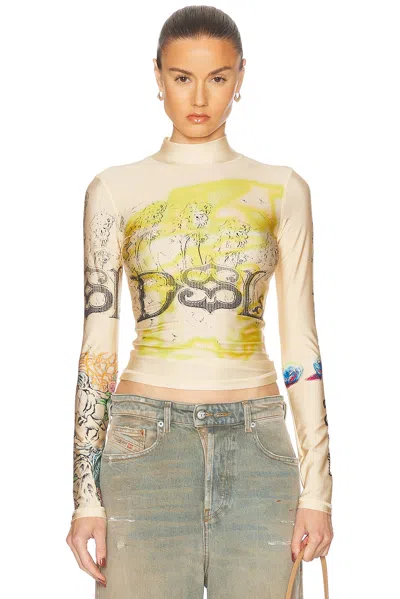 Diesel Mock Neck Long Sleeve Top In Cream