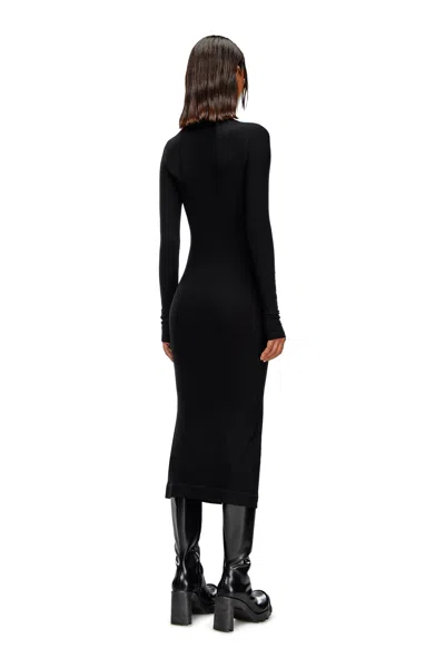 Diesel Mock-neck Midi Dress In Black