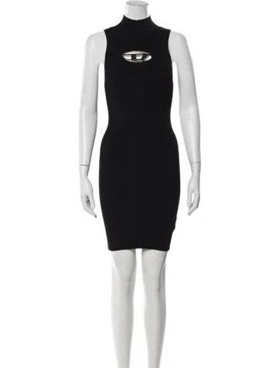 Pre-owned Diesel Mock Neck Mini Dress In Black