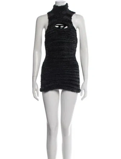 Pre-owned Diesel Mock Neck Mini Dress In Blue