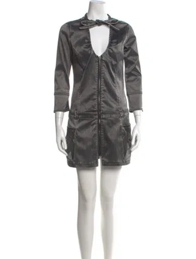 Pre-owned Diesel Mock Neck Mini Dress In Gray
