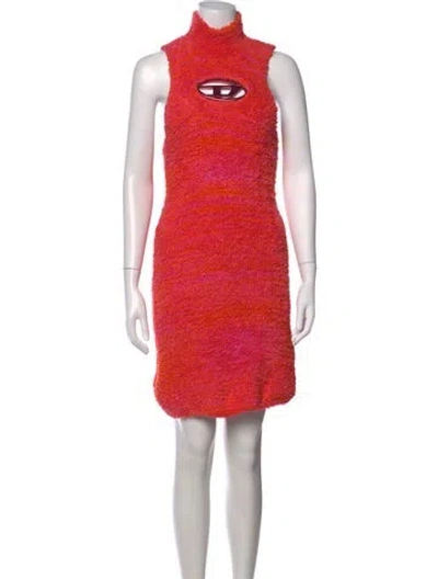 Pre-owned Diesel Mock Neck Mini Dress In Pink