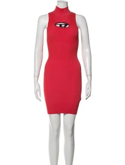 Pre-owned Diesel Mock Neck Mini Dress In Red