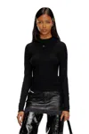 Diesel Mock-neck Top With Micro Logo In Black
