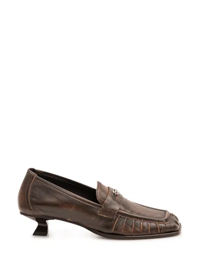 Diesel Moc-toe Heeled Mules With 30mm Heel In Brown