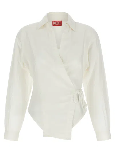 Diesel Modal Blend Wrap Shirt In Cream