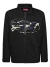 Diesel Modern Black Jacket With Intricate Graphic Detailing In Black