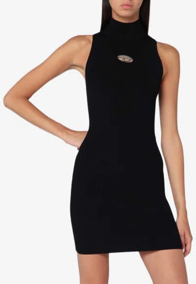 Diesel M-onervax Ribbed Mini Dress In Black