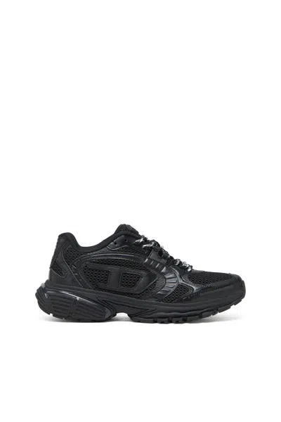 Diesel Monochrome Mesh Sneakers With Oval D Logo In Black