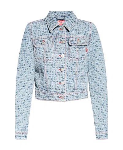 Diesel Monogram-pattern Denim Jacket In Blue