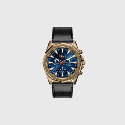 Diesel Montre Stinger Avec Bracelet En Cuir Finition Or Vieilli In Black