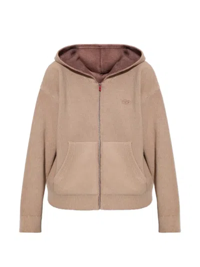 Diesel Long-sleeved Zip-up Sweatshirt In Brown