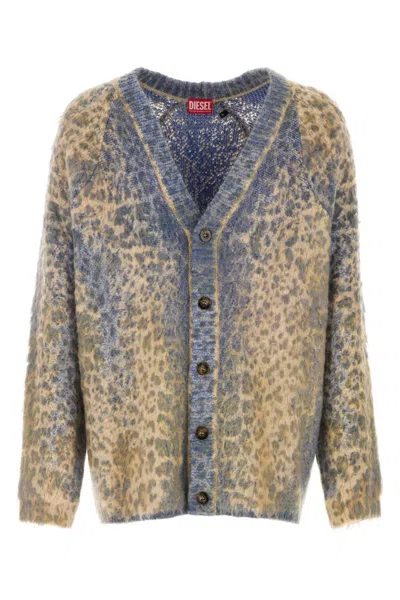 DIESEL MULTI COLOR PRINTED COTTON BLEND CARDIGAN