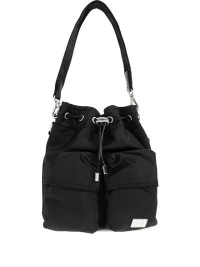 Diesel Multi-pkts Drawstring-closure Bucket Bag In Black