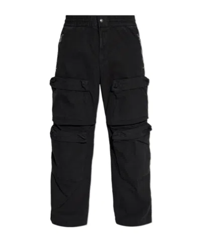 Diesel Elastic Waistband Cargo Pants In Black