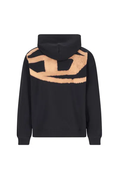 Diesel Multicolor Cotton Sweatshirt With Graphic Design And Relaxed Fit In Black