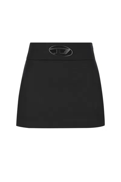 Diesel Multicolor Crepe Mini Skirt In Black