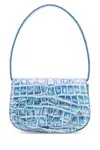 Diesel Croco-embossed Leather 1dr Shoulder Bag In White