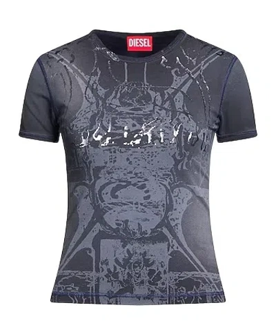 Diesel Multicolor Print Short Sleeve T-shirt In Charcoal-grey