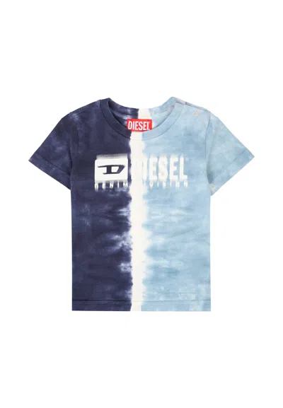 Diesel Multicolor T-shirt For Baby Boy With Logo &nbsp;#d.corta:t-shirt Multicolore Pour Garçon Avec Logo In Blue