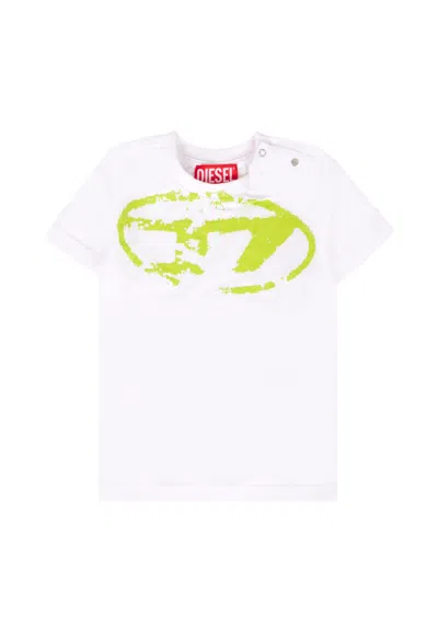 Diesel Multicolor T-shirt For Baby Boy With Logo In White