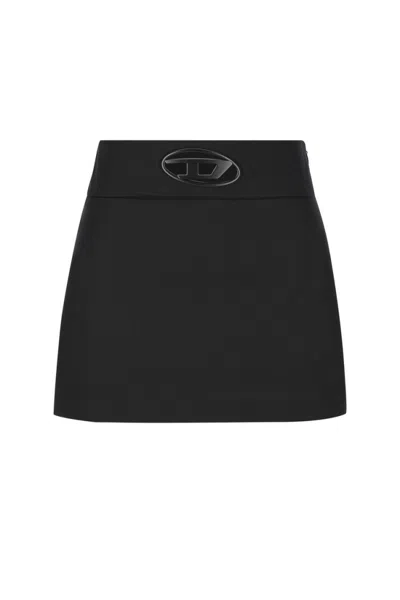 Diesel Multicolor Wool-blend Skirt With Tailored Silhouette In Blue