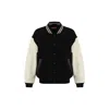 Diesel Varsity-style Black Wool Bomber Jacket In Multi