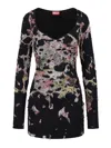 Diesel D-floci Burnout Mini Dress In Floral Viscose In Black