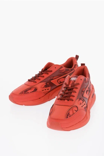 Diesel Multifabric S-serendipity Sport Sneakers With Camo Printe In Red