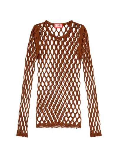 Diesel M-zanda Open-knit Top In Brown