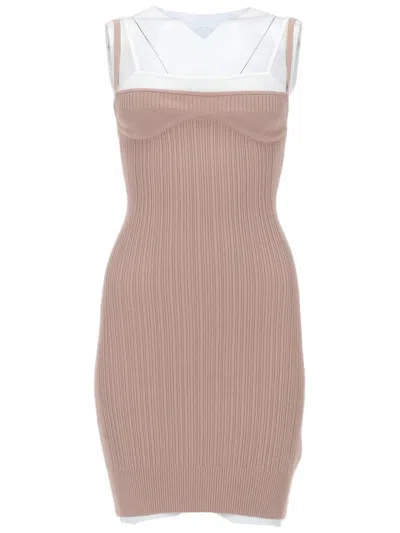 Diesel M-zandra Layered Ribbed Tank Mini Dress In Beige