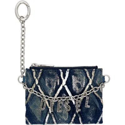 Diesel Navy Chain Card Holder In Hb376