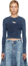 Diesel 'm-anchor-a' Knit Crop Top In Blue