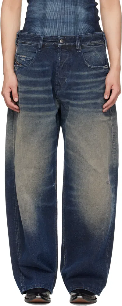 Diesel Navy Regular Waist 1997 D-enim-m Relaxed Jeans In Blue