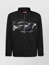 Diesel Modern Black Jacket With Intricate Graphic Detailing In Black