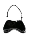 Diesel Nero Structured Shoulder Bag With Glossy Finish In Black