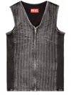 Diesel Zipped Top In Denim And Corduroy In Black