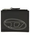 Diesel Neutrals Rectangular Oval Emblem Wallet In Black