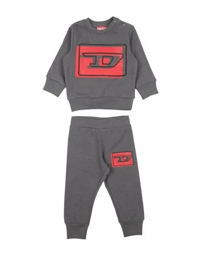 Diesel Newborn Boy Baby Set Grey Size 3 Cotton In Gray