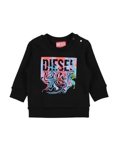 Diesel Babies'  Newborn Boy Sweatshirt Black Size 3 Cotton, Elastane