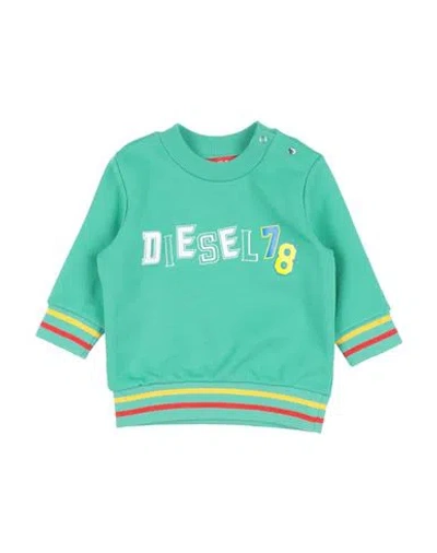 Diesel Babies'  Newborn Boy Sweatshirt Green Size 3 Cotton, Elastane