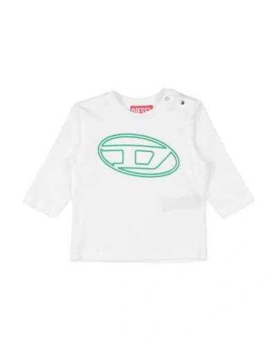 Diesel Babies'  Newborn Boy T-shirt Green Size 3 Cotton In White