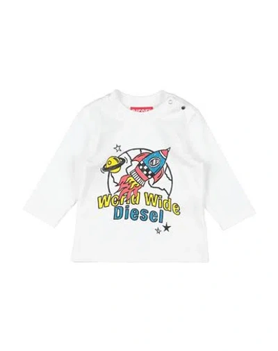 Diesel Babies'  Newborn Boy T-shirt White Size 3 Cotton, Elastane